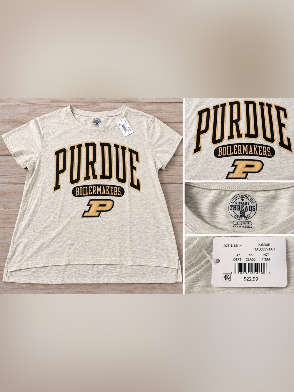 Purdue Boilermakers Rivalry Threads Graphic Tee Shirt L 12/14 NWT